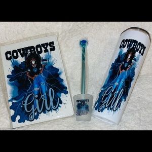 Craftee_creations Cowboys Girl Journal/Tumbler/Shot Glass Set